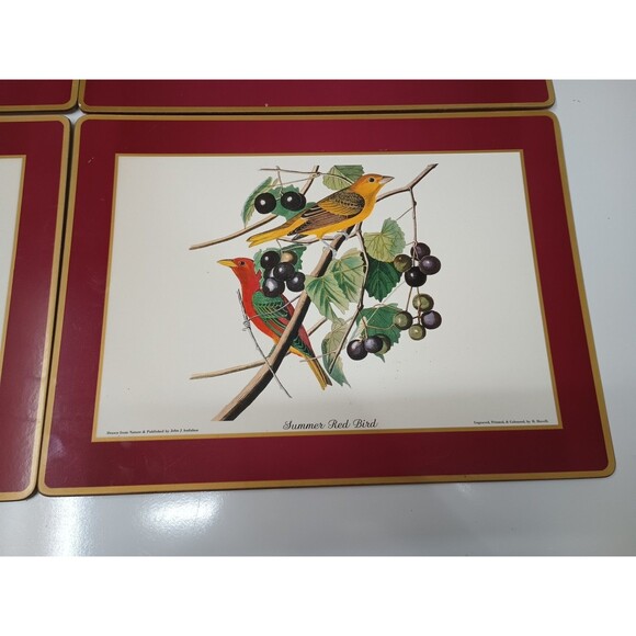 pimpernel placemats set 4 Audubon Birds Red Cardinal Indigo Grosbeak Cork Havell - Picture 5 of 10